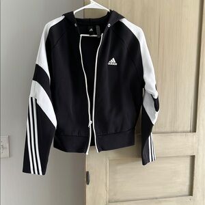 Adidas Black and White Zip-Up Hoodie boys